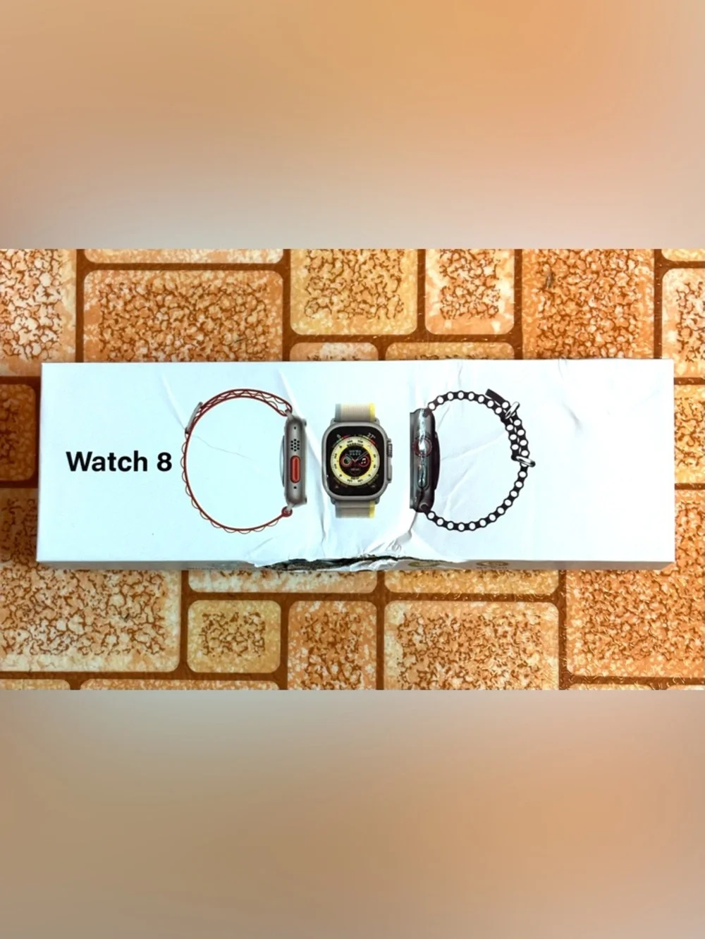 Watch 8 Smartwatch - Silver and Black with White Wristband.